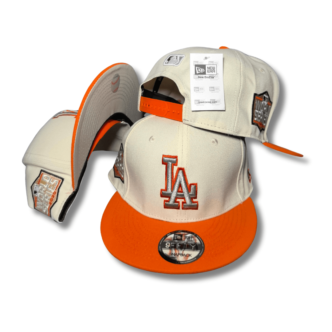 Los Angeles Dodgers Cream and Orange with World Series Patches Snapback Cap