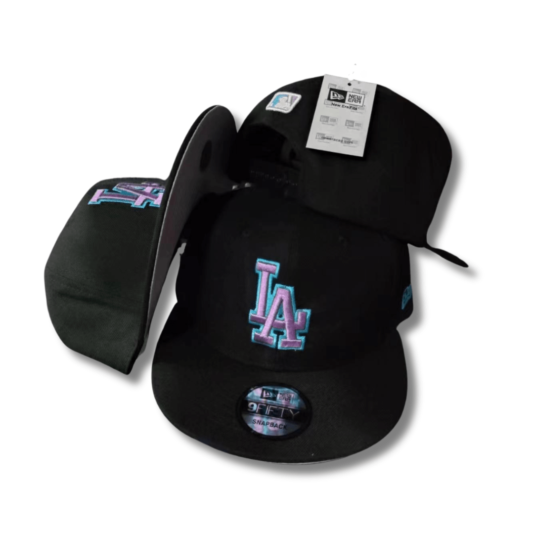 Los Angeles Dodgers Black with Purple and Teal Embroidered Logo Snapback Cap