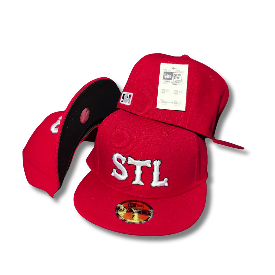 St. Louis Cardinals Red New Era 59FIFTY with Raised Embroidered STL Logo and MLB Branding Cap