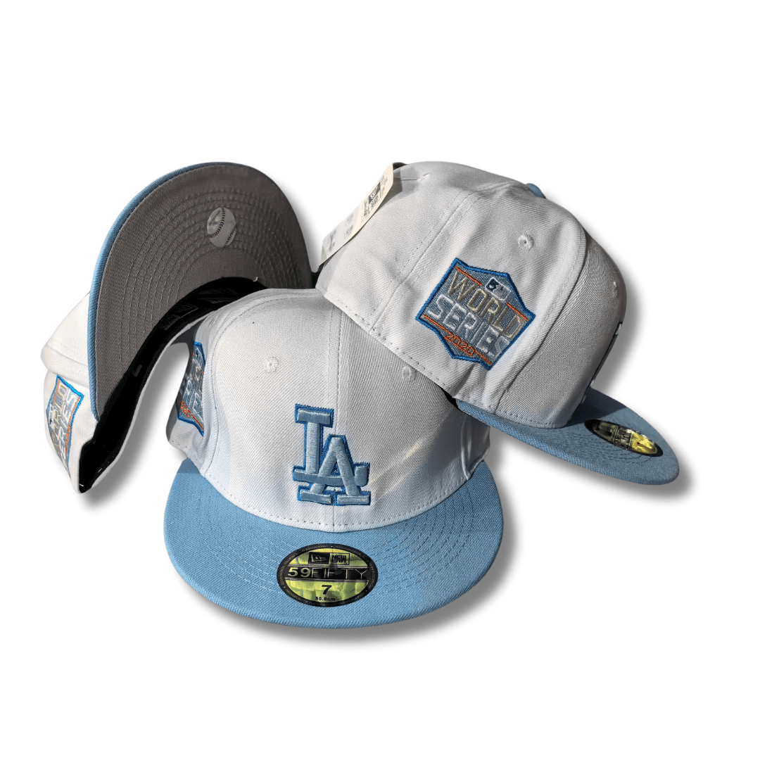 Los Angeles Dodgers 2020 World Series Fitted Hat Light Blue and White - Fitted