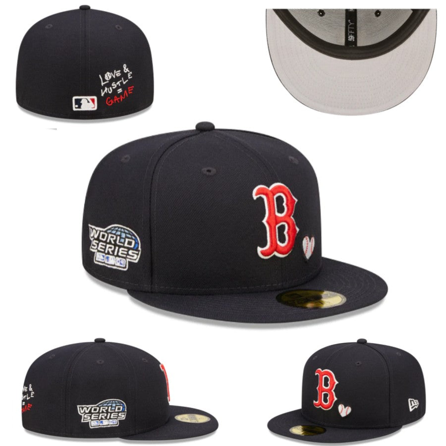 Boston Red Sox Love & Hustle World Series 59FIFTY Hat - Black with Heart Embroidery