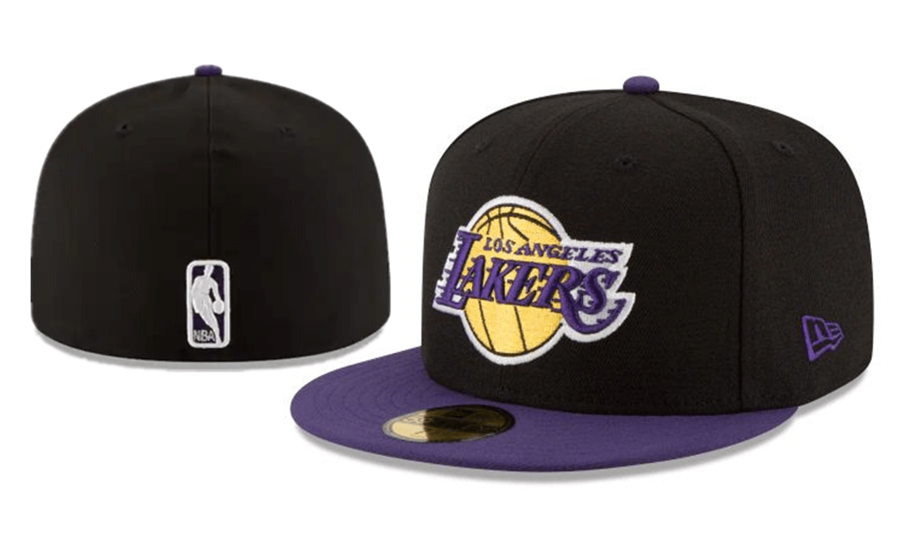 Los Angeles Lakers NBA Snapback Cap with Embroidered Logo and Purple Brim - Black