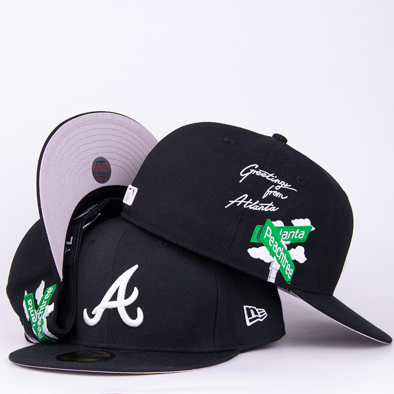 Atlanta Braves Fitted Hat - 'Greetings from Atlanta' with Peachtree Sign Design