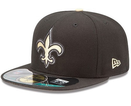 New Orleans Saints Snapback Hat with Embroidered Fleur-de-Lis Logo - Black and Gold