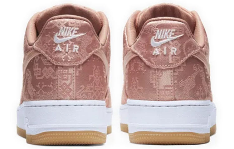 CLOT x Nike Air Force 1 Low Rose Gold Silk Sneakers