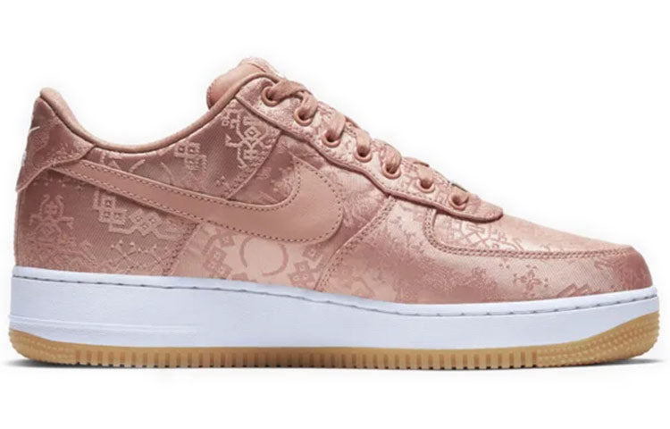 CLOT x Nike Air Force 1 Low Rose Gold Silk Sneakers
