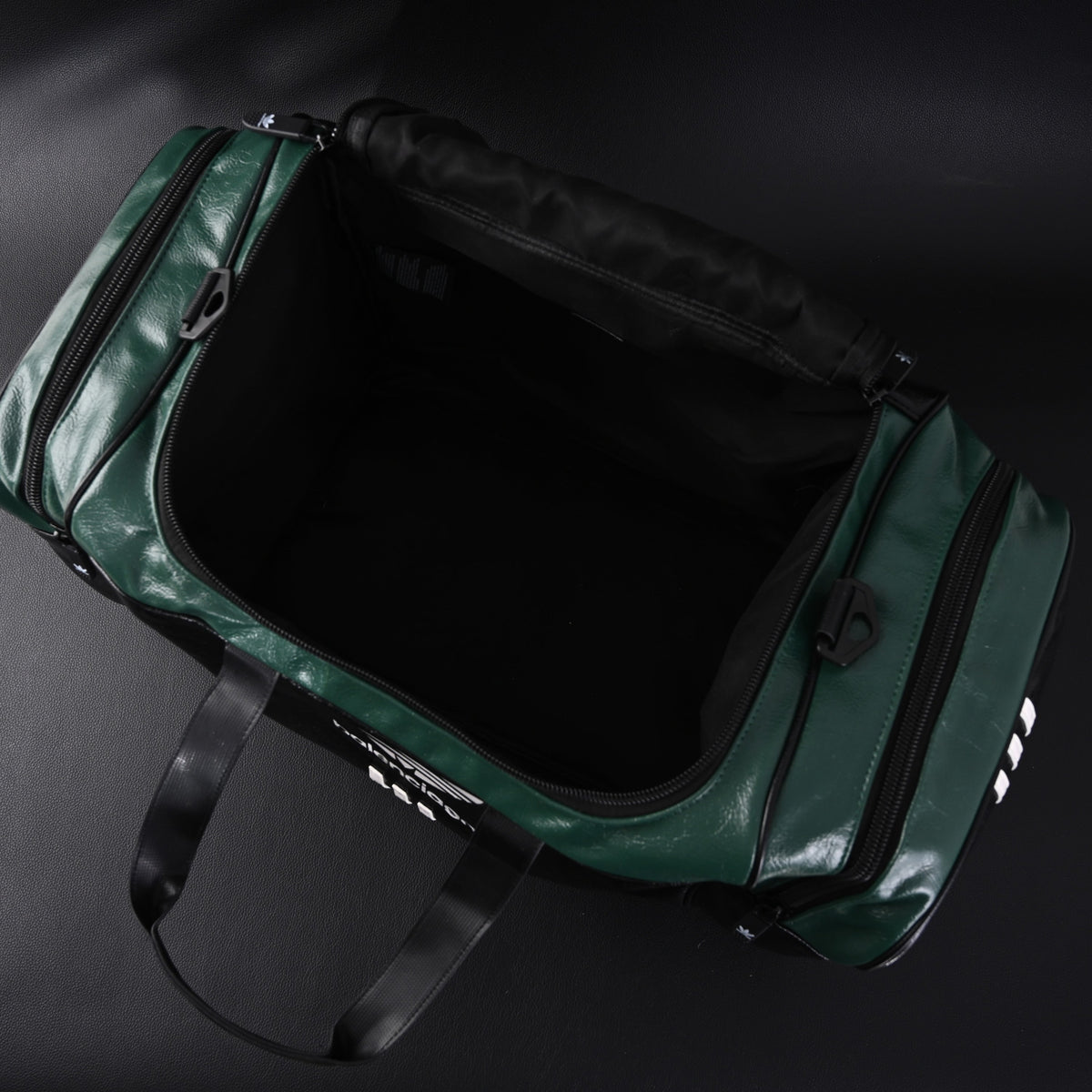 Balenciaga x adidas Large Duffel Travel Bag - Black & Green with Trefoil Logo and Triple Stripes