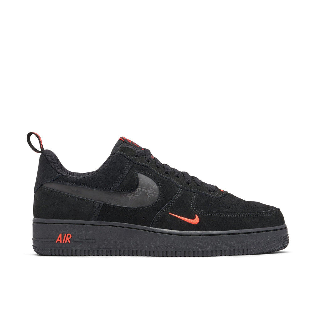 Nike Air Force 1 07 LV8 Reflective Swoosh Black Crimson Sneakers