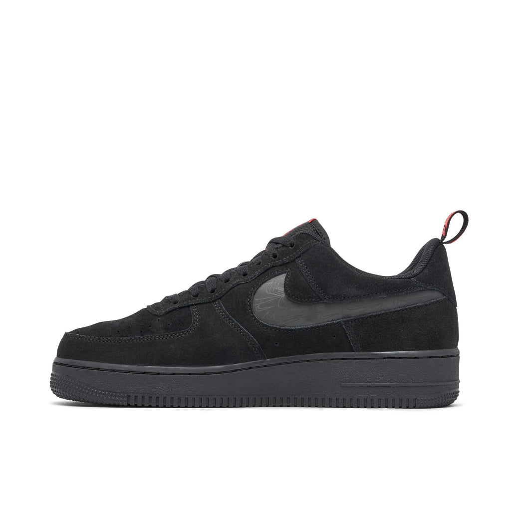 Nike Air Force 1 07 LV8 Reflective Swoosh Black Crimson Sneakers