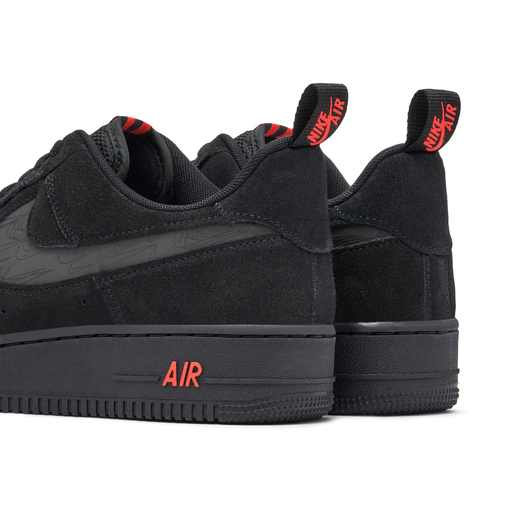 Nike Air Force 1 07 LV8 Reflective Swoosh Black Crimson Sneakers