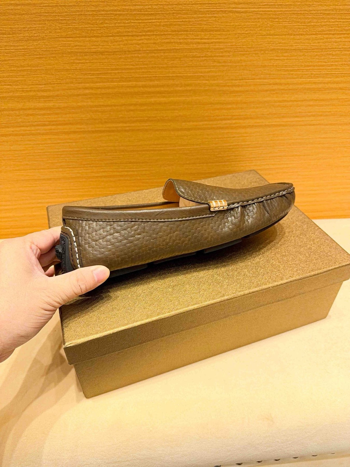 Versace Brown Textured Loafers — side