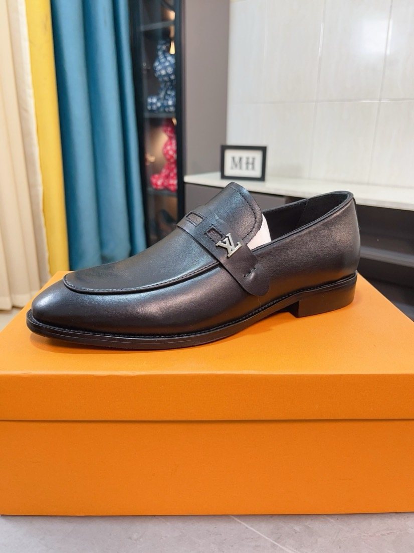 Louis Vuitton Black Logo Hardware Loafers — front