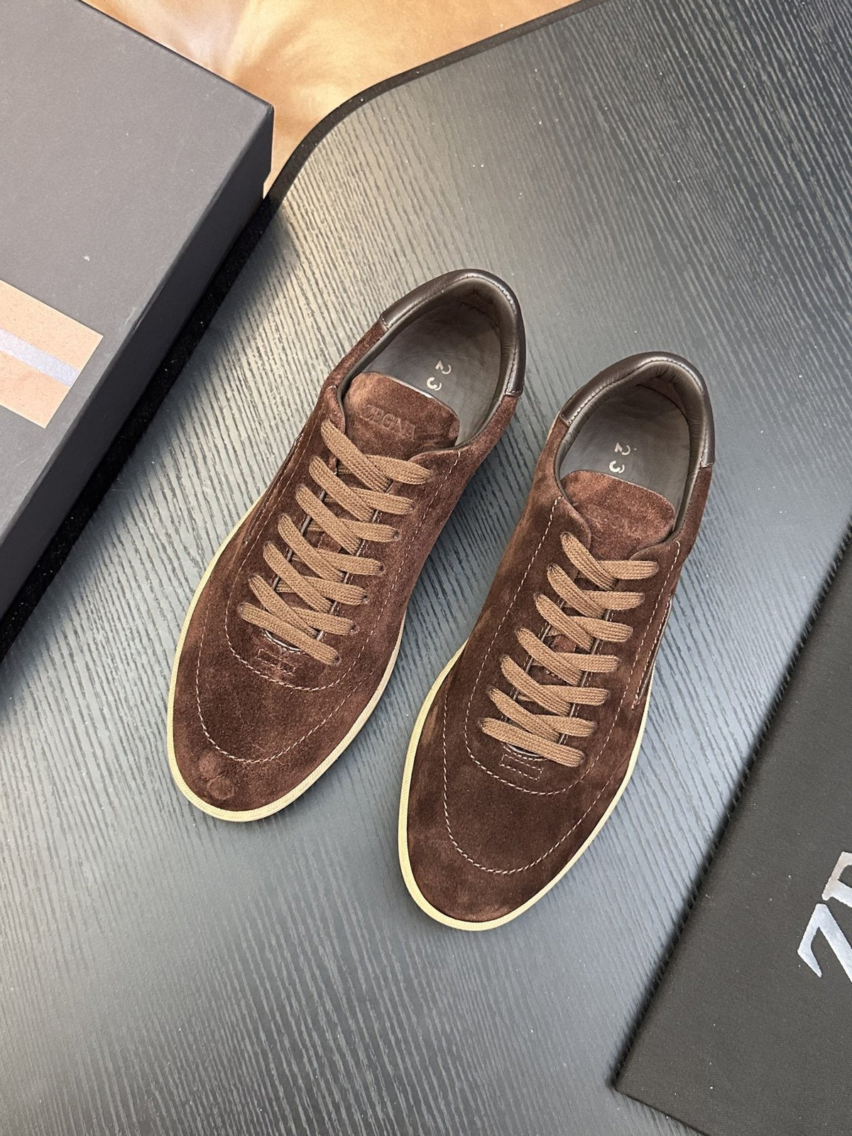 Zegna Suede Lace-Up Sneakers — front