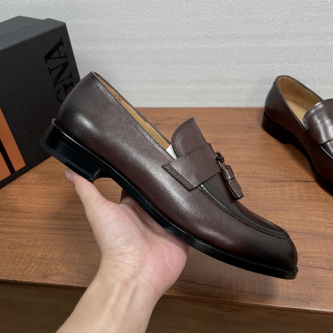 Zegna Tassel Strap Loafers — side