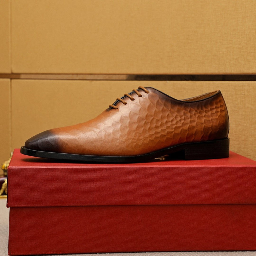 Ferragamo Textured Lace-Up Dress Shoes — side